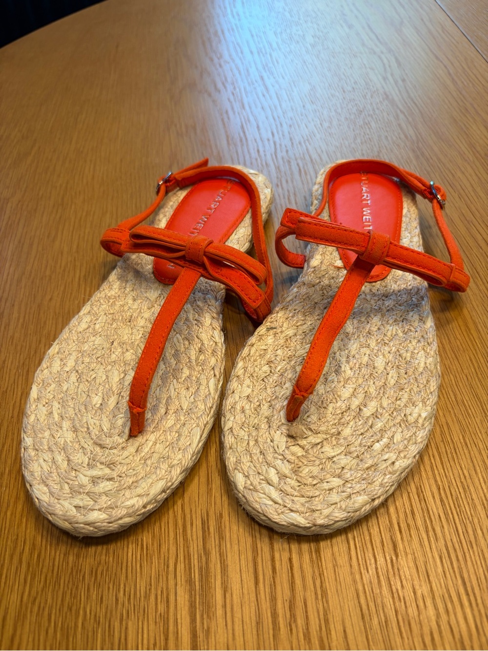 Bright orange Stuart Weitzman Felicity suede espadrille sandals - multiple sizes